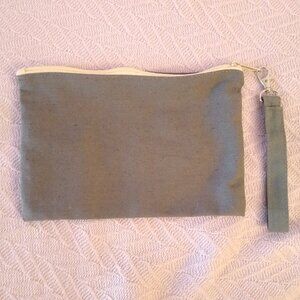 Simple Grey Zipper Pouch with Wrist Strap